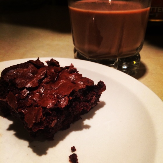 Chocolate milk with chocolate brownies... Can you ever have too much chocolate?